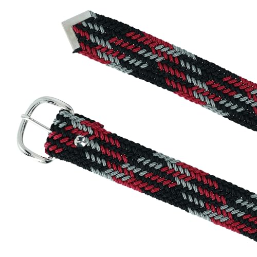 M&F Western Nocona Men's Woven Braided Nylon Belt, Black/Red/Grey – Adjustable Up to Size 46"2