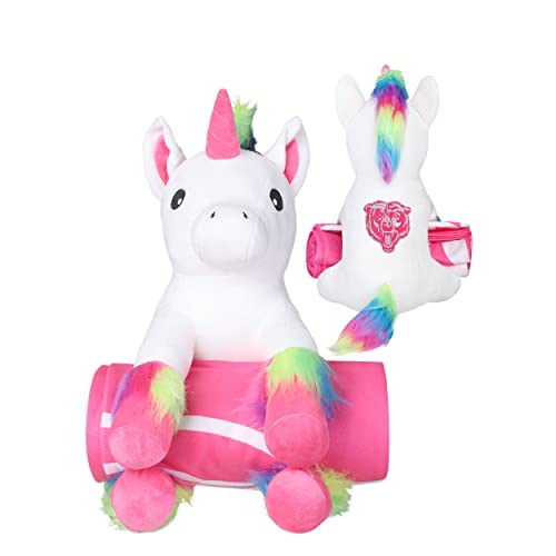 Chicago Bears NFL Throw Blanket with Plush Unicorn