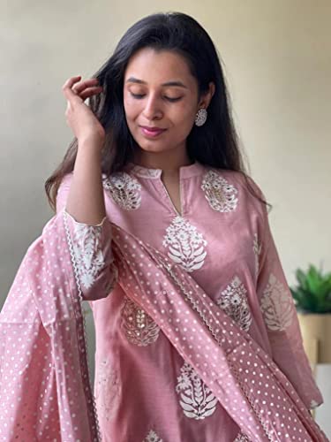 Image of GoSriKi Women's Rayon Blend Straight Printed Kurta with Pant & Dupatta (RAW-GS)