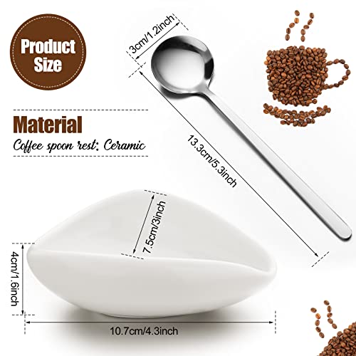 4 Pieces Coffee Spoon Rest And Spoon Small Teaspoon Holder Ceramic Coffee Spoon Rest For Coffee Bar Coffee Stirrers Holder For Coffee Station Kitchen Accessories Nice Present For Coffee Lovers #TOP1
