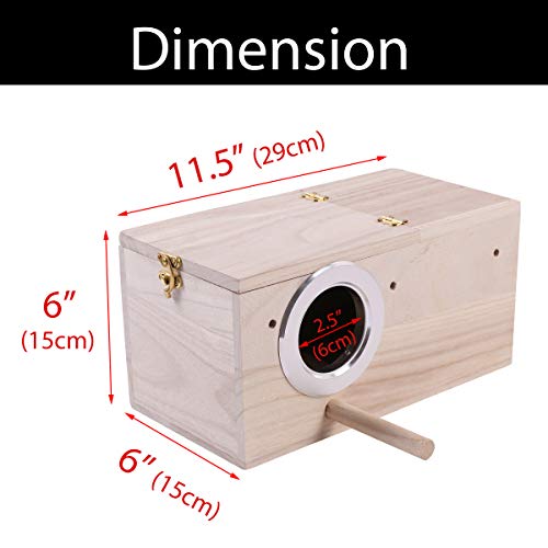 Hand Crafted Large Parakeet Nest Box; Budgie Nesting Bird House with Natural Coconut Fiber Nesting Material; Natural… - Image 3