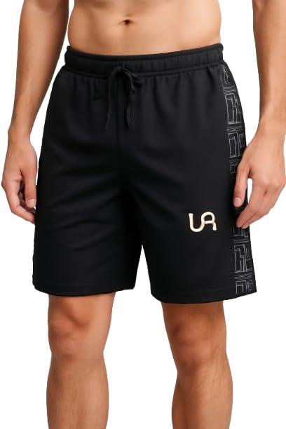 Men's Sports Shorts with 2 Zipper Pockets | Quick Dry Stretch Fabric | Side Panel Design | Workout, Gym & Running Activewear Shorts