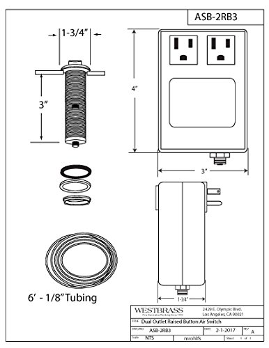 Interruptor de aire Westbrass con caja de control doble en acabado bronce aceitado 3
