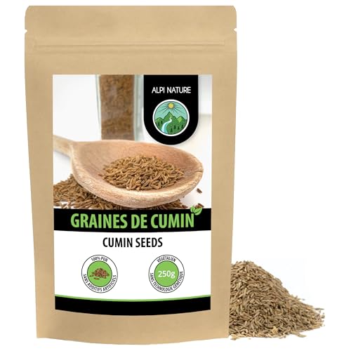 Alpi Nature Cumin Graines 250g, Graines de Cumin Entières pour la Cuisine et les Mélanges d'Épices