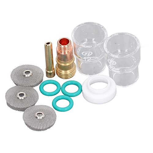 TIG Welding Torch Glass Cup, 11Pcs TIG Welding Torch Accessories, TIG Welding Torch Gas Lens for WP17, Mechanicalcomponents