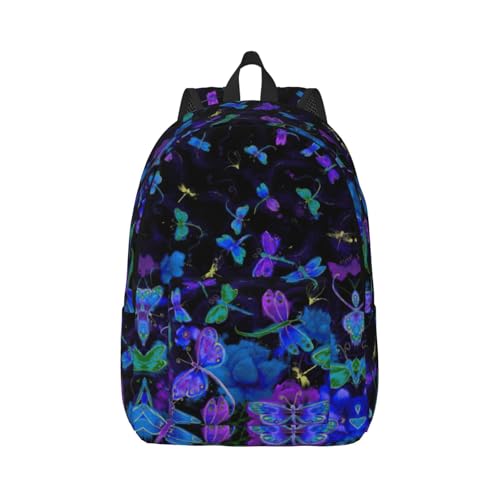 Sac à dos voyage ordinateur portable en toile libellule bleue : confort et dos protégé