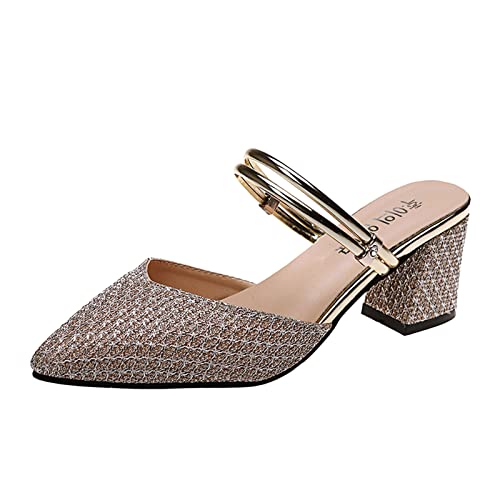 Chaussures talon femme confortables : sandale d'été décontractée à bout pointu uni