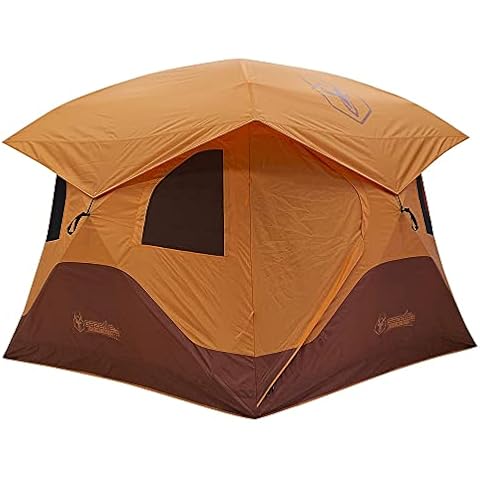 Gazelle T4 Extra Large 2 Door 4 Person Instant Portable Pop Up Outdoor Camping Hub Tent with Removable Floor and Rain Fly, Easy Setup, Orange Cover