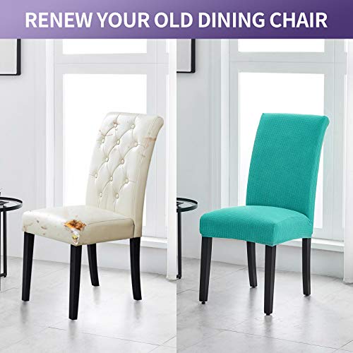 Joccun Chair Covers For Dining Room Set Of 4,Water Repellent Dining Chair Slipcovers Stretch Dining Room Chair Covers Seat Protector,Washable Parsons Chair Cover For Home,Banquet(Turquoise,4 Pack) #TOP5