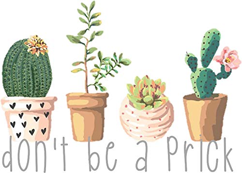 Dont Be A Prick Succulents - Sticker Graphic - Auto, Wall, Laptop, Cell, Truck Sticker for Windows, Cars, Trucks
