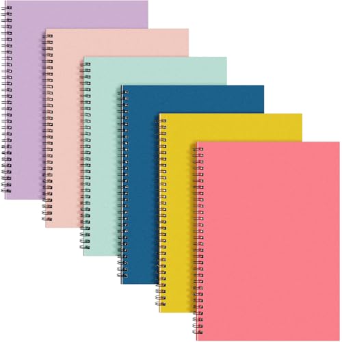 Lot de 6 carnets à spirales couverture kraft cahier écriture étudiant et bureau 140 pages