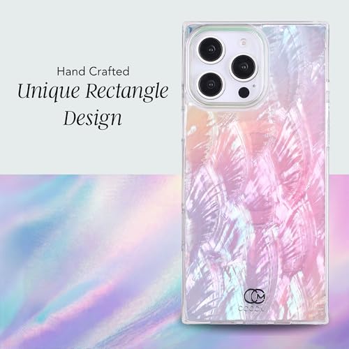 Image of COCOMII Rectangle for iPhone 15 Pro Max Case, Pink Real Mother of Pearl