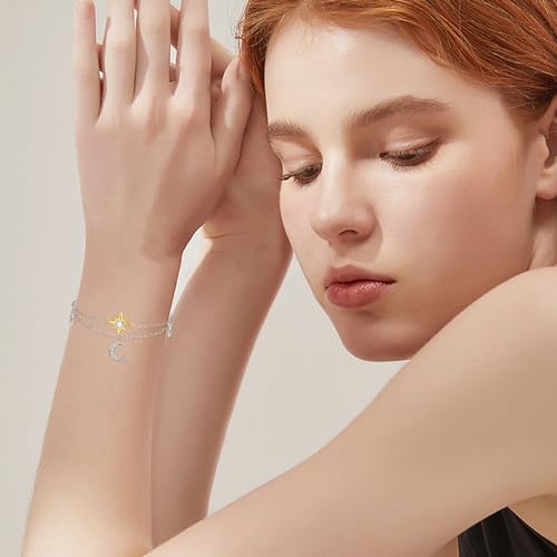 Palpitate Sun Moon Stars Bracelet Women Moon Bracelet 925 Sterling Silver Inspirational Jewelry Sun Moon Gifts For Women thumb #3