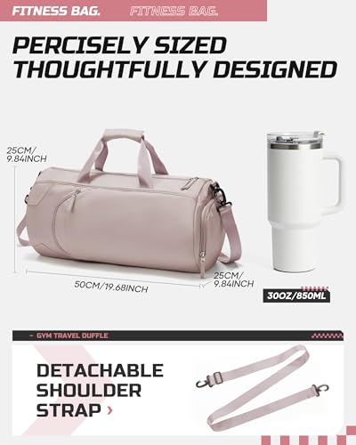 Image of Gym Bag for Women And Mens with Shoe Compartment, Large Duffle Bag with Wet Pocket Carry-on Gym Duffle Bag for Travel and Sports Weekender Overnight Workout Bag Pink Purple