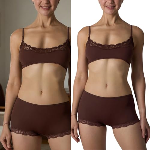 Bralette sans armatures en dentelle et boxer short confort absolu pour femme - 2