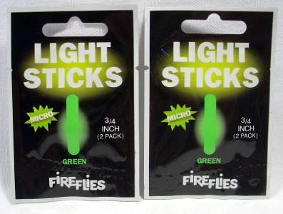 AeroJig Fire Flies Micro Light Sticks 3/4" Green 2Pk