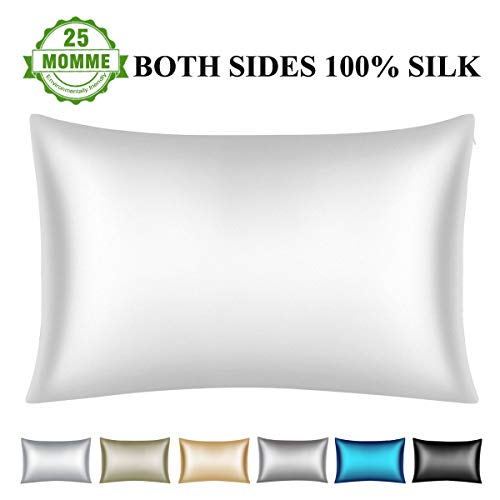 Wonwo 25 Momme Silk Pillowcase, Both Sides 100% Natural Mulberry Silk Pillow Covers