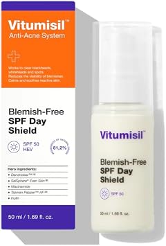 Dermz Vitumisil Regenerating SPF 50 Day Cream   Anti Acne, Seboregulating Sun Protection with Niacinamide & Dendriclear    Lightweight Mattifying SPF 50 Moisturiser   50 ml