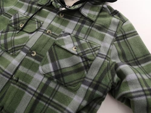 Image of Gary Com Heavy Thick Flannel Plaid Jacket Sherpa Fleece Lined Hoodies for Men Zip Up Winter Warm Coat Zipper Sweatshirt