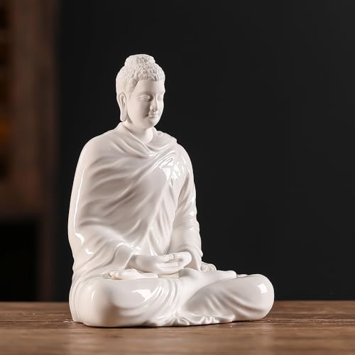 Estatua Buda de Cerámica Blanca 6 Pulgadas Decoración Hogar miniatura 4