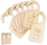 HOUÍSM Wooden Baby Closet Size Dividers Set of 7, Baby Clothes Organizers Home Nursery Decor,...