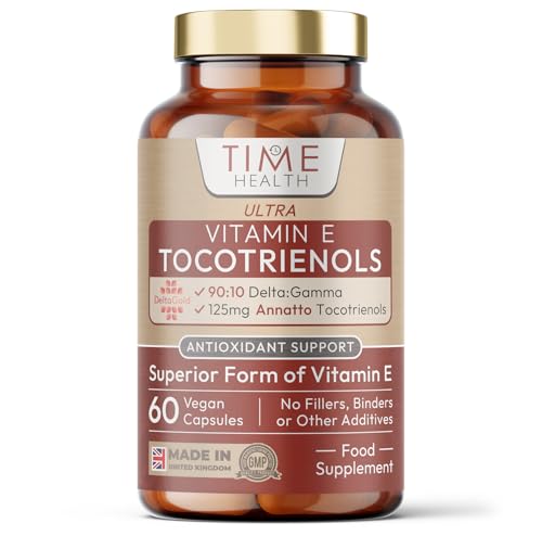 DeltaGold EAnnatto Tocotrienols - 125mg x 60 Capsules - 50X Enhanced Effectiveness Compared to Standard Vitamin E - Membrane Heart & Antioxidant Support - Tocopherol Free - UK Made - GMP Standards