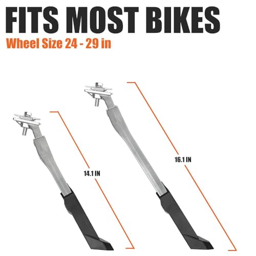 Image of BV Rear Bike Stand for 24 inch-29 inch - Adjustable Bikes Kickstand for Adult Bike with Non-Slip Foot & Spring-Loaded Latch for Stable Any-Angle Stance - Bicycle Stand for Mountain, City & Hybrid Bikes