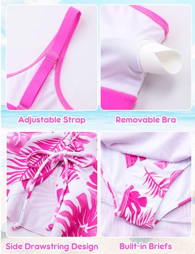 Image of DAXIANG Teens Girls Two Piece Swimsuit Modest Ruffle Skirt Bathing Suit Adjustable Straps Tankini Sets with Padded Size 7-16
