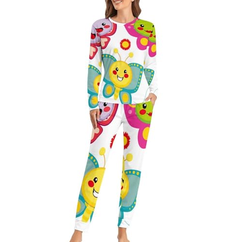 Pyjama femme ensemble avec pantalon et t-shirt manches longues vêtement de nuit homewear