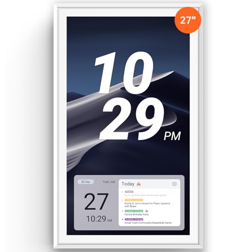 Apolosign 27-inch Digital Calendar : Dual Mode Smart Wall Planner, No Subscription, Install Apps, Sync Calendars, Electronic Touchscreen Interactive Display for Family Schedules, Chore Chart - with Stand (White)
