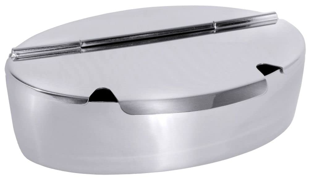 Contacto zuccheriera in acciaio inox, oval, coperchio con due parti cucchiaio