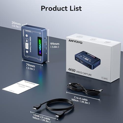 ANYOYO 4K60 Video Grabber, HDR & VRR Capture and Passthrough, casi cero latencia HDMI Video Capture Card para streaming y juegos, Nintendo Switch, PS5/4, Xbox, cámara, Windows/Mac - imagen 9