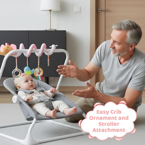 Image of SNOWIE SOFT Elephant Crib Toys Stroller Soft Plush Toy Spiral Colorful Baby Toys for 6 to 12 Months Interactive Cartoon Stuffed Crib Ornament Early Educational Activity Babies Sensory Toy