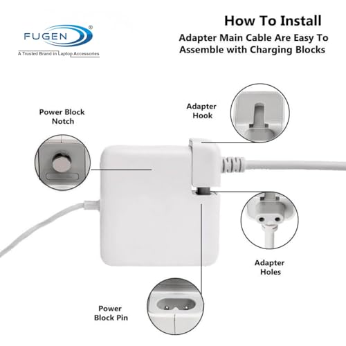 Image of FUGEN Indian Style Cable Big Head 16A (not for 5A) for Laptop Charger Adapter Cable Compatible for Apple mac-Book Pro, Air, Retina, MG1, MG2, MG3, iPhone, Mega-Safe-1,2 and 3 (White)