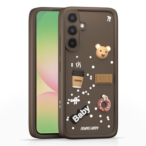Image of Outlouders Back Cover for Samsung Galaxy A56 5G | 3D Cartoon Bear Cute Fun Silicone Full Body Protection Bumper Case (Brown)
