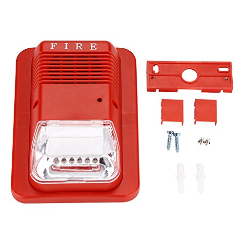 DERCLIVE Sound Light Fire Alarm Warning Strobe Horn Alert Safety System Sensor for Home Office Hotel,Red