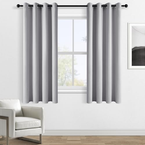 Topfinel Cortinas Salon Modernas Termicas Aislantes Opacas con Ojales para Cocina Habitacion Infantil Dormitorio 2 Piezas 140x160cm Gris