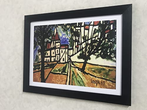 Image of Decoratus� *Goa Landscape* (1989)- Famous Painting by Francis Newton Souza, Wall D�cor Frame. Matt Satin Print with MDF & 2 inchPS Black Frame. Size 16 inchx21 inch