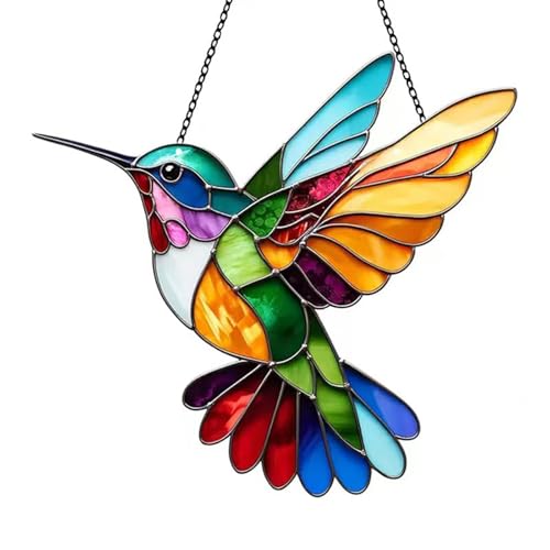 deegbbyi Kolibri Sonnenfänger, Farbe HäNgend Acryl Kolibri, 2D Vogel Sonnenfänger, Buntes Acryl Fensterdekor, EIN Geschenk für Vogelliebhaber, für Fenster, Terrasse, Wand, Haus, Büros und Garten