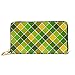 Produktbild JHGFG Mode Handtasche Reißverschluss Brieftasche Grün Gelb Frühling Diagonal Check Telefon Kupplung Geldbörse Abendkupplung Blockieren Leder Brieftasche Multi Card Organizer