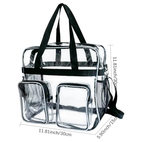 12x12x6 Versatile Clear Crossbody Tote Bag, Front Pocket & Detachable Shoulder Strap,Premium Stadium-Approved Design for Parties Concerts, Sports Events, Travel2