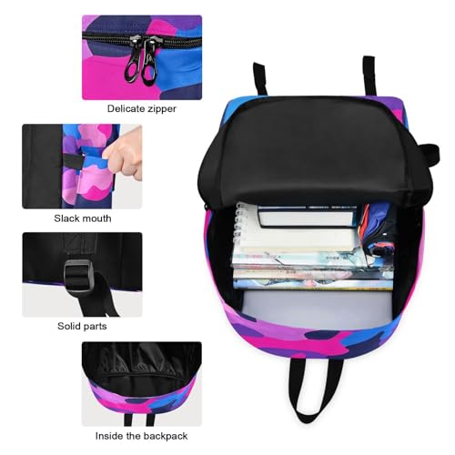 Backpack Lunch Box Set Large Capacity Travel Backpacks and Insulated Lunch Bag for Commute Hiking Picnic Vivid Camouflage Print3