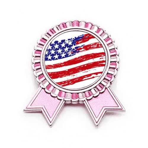 Broche drapeau rose métal taille M accessoire de mode étoiles et rayures