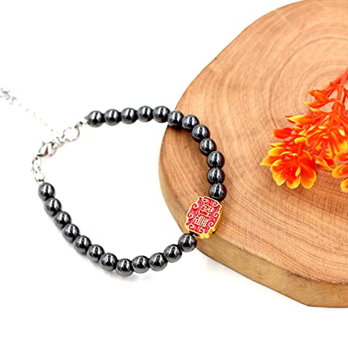 Image of Uloveido Ancient Chinese Symbol Blessings Ruyi Bracelet Auspicious Good Luck Gifts Adjustable Hematite Bracelets for Daughter Son