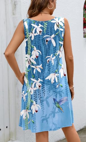 Image of Ladlop Summer Dresses for Women 2026 Beach Loose Casual A Line Dress Sleeveless V-Neck Sundress with Pockets