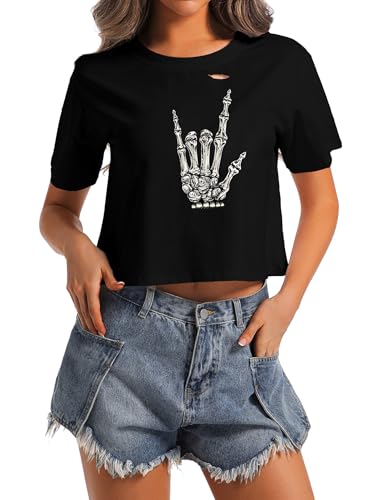 Graphic Oversized Crop Tops for Women Loose Cropped Distressed Tshirt Short-Sleeve Vintage Boxy Tee Shirts4