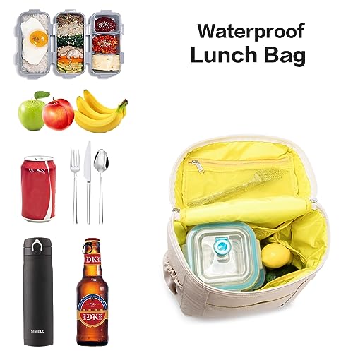 Image of NOL Natural Organic Lifestyle Insulated Lunch Bags for Women Cooler Bag Lightweight Nylon Waterproof Lunch Box For Work (Cream, Large)