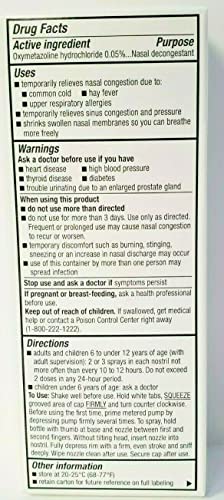Nasal Decongestant Pump Mist Spray 12Hr Oxymetazoline Hcl 0.05% 30Ml #TOP1