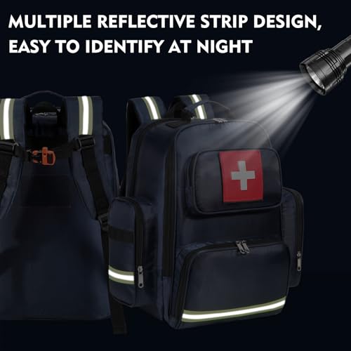 Image of Gatycallaty First Aid Backpack Medical Emt First Responder Bag Empty Ems Emergency Home Health Hiking Trauma Travel Camping (Large, Navy)