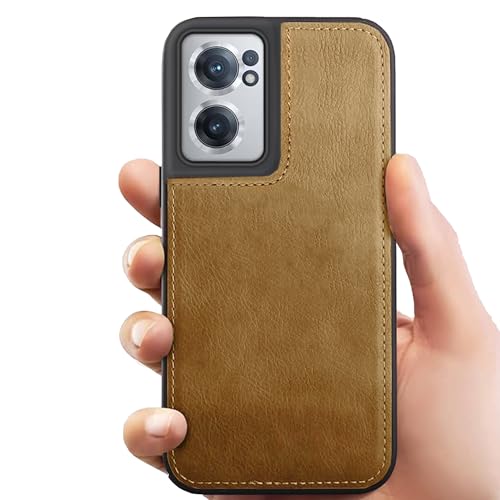 Image of Leather Case for OnePlus Nord CE 2 Premium Protective Stylish Slim Cover with Shockproof Raised Edges Brown